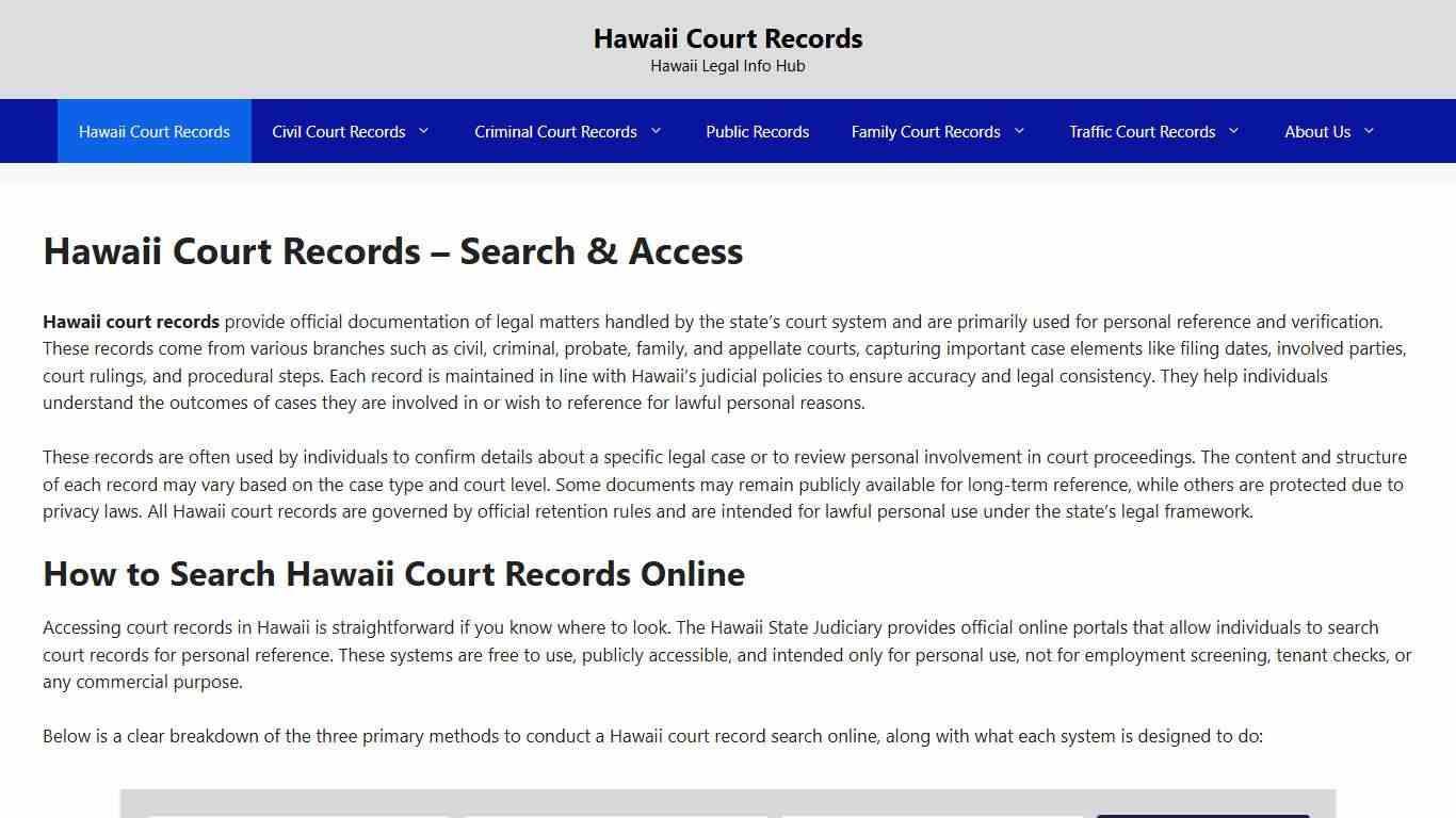 Hawaii Court Records - Search & Access