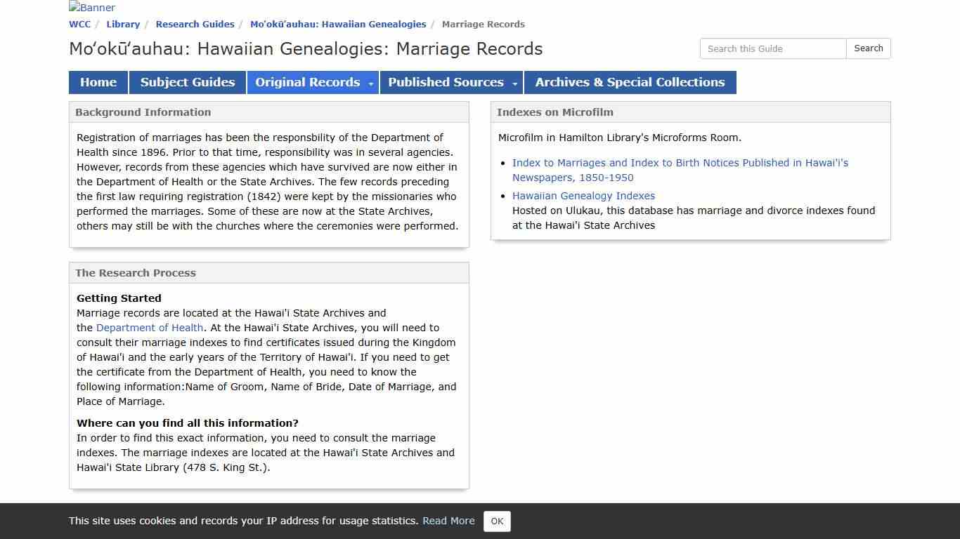 Marriage Records - Moʻokūʻauhau: Hawaiian Genealogies - Library at Windward Community College